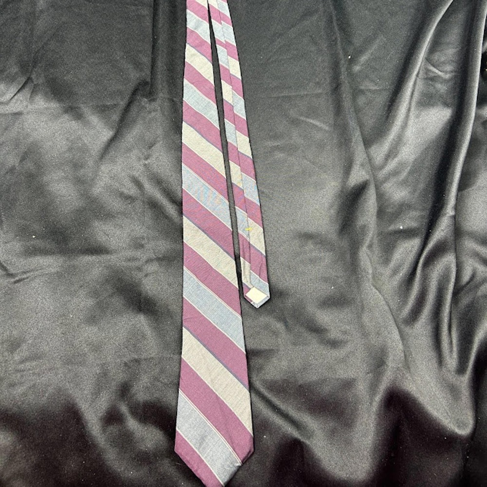 Don Loper Purple Blue Grey Diagonal Stripe Silk Tie 100% Silk Mens Tie